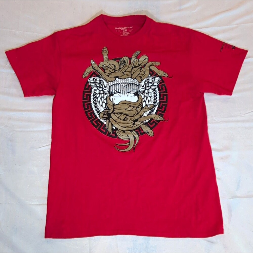 Crooks & Castles Red Medusa Graphic Tee Mens M Crew Neck Short Sleeve Cotton
